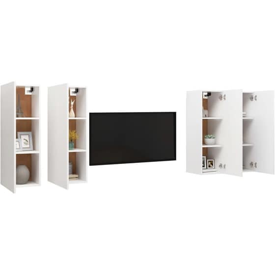 Έπιπλα Τηλεόρασης VidaXL Μοριοσανίδα 4 Τμχ 30.5x30x90cm - Λευκό image 1