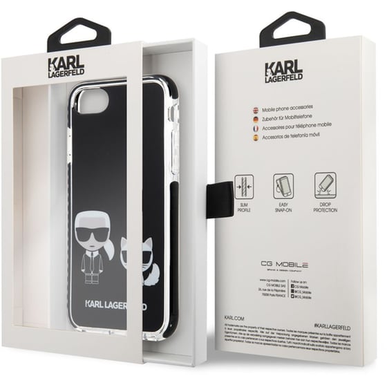 Θήκη Karl Lagerfeld iPhone 7/8/SE - Karl Lagerfeld Ikonik Case Karl & Choupette - Μαύρο image 3