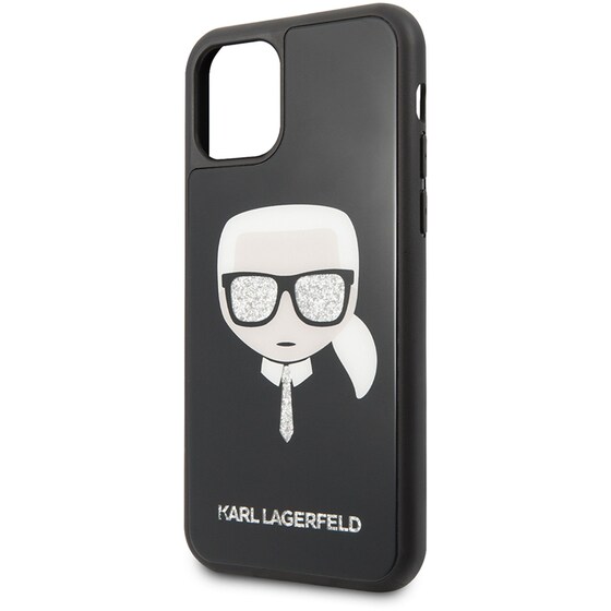 Karl Lagerfeld Double Layer Glitter Hard Case Karl #039;s Head Θήκη Προστασίας Από Σιλικόνη – Apple Iphone 11 Pro (μαύρο) image 1