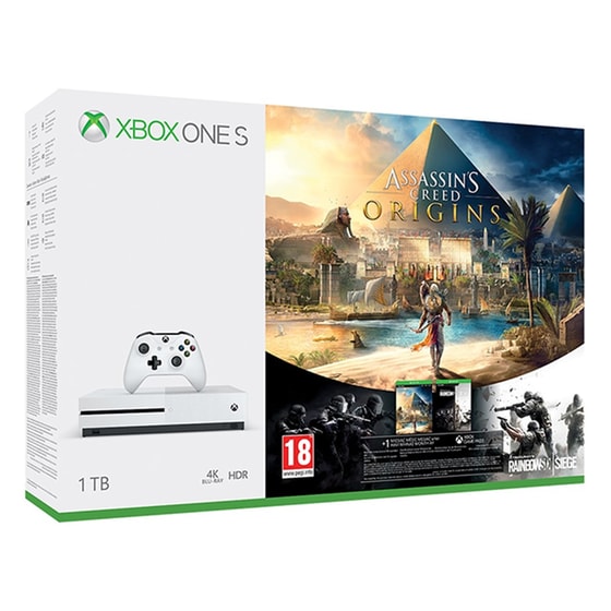 Microsoft Xbox One S White - 1TB & Assassin's Creed Origins & Rainbow Six Siege image 0