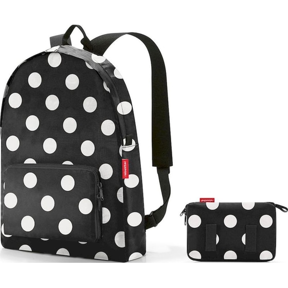 Τσάντα Πλάτης Reisenthel Mini Maxi Dots White AP7073 14lt - Μαύρη με Σχέδιο image 0