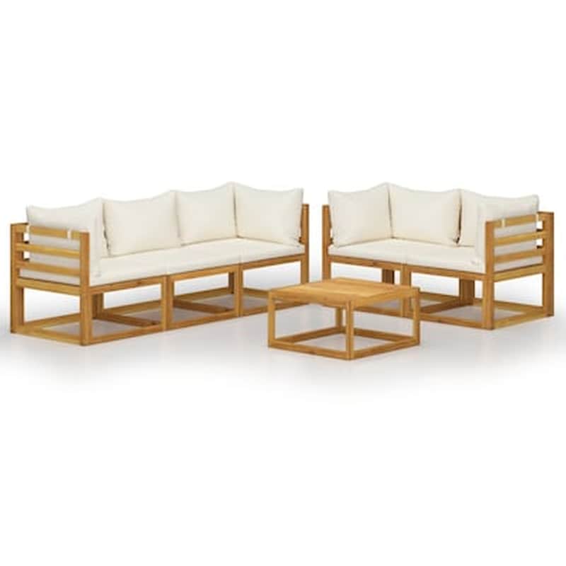 Σετ Σαλόνι Κήπου Vidaxl από Ξύλο Ακακίας με Μαξιλάρια 6 Τμχ - Κρεμ VIDAXL