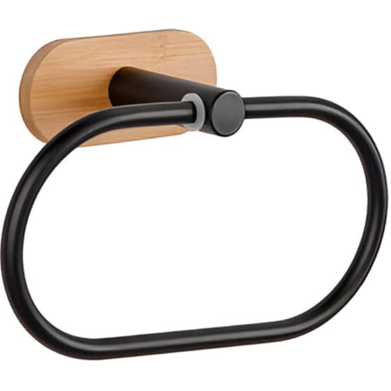 Κρεμάστρα Κρίκος Wenko Orea από Μπαμπού για Πετσέτα 8x12.5cm - Μαύρο/Καφέ image 0