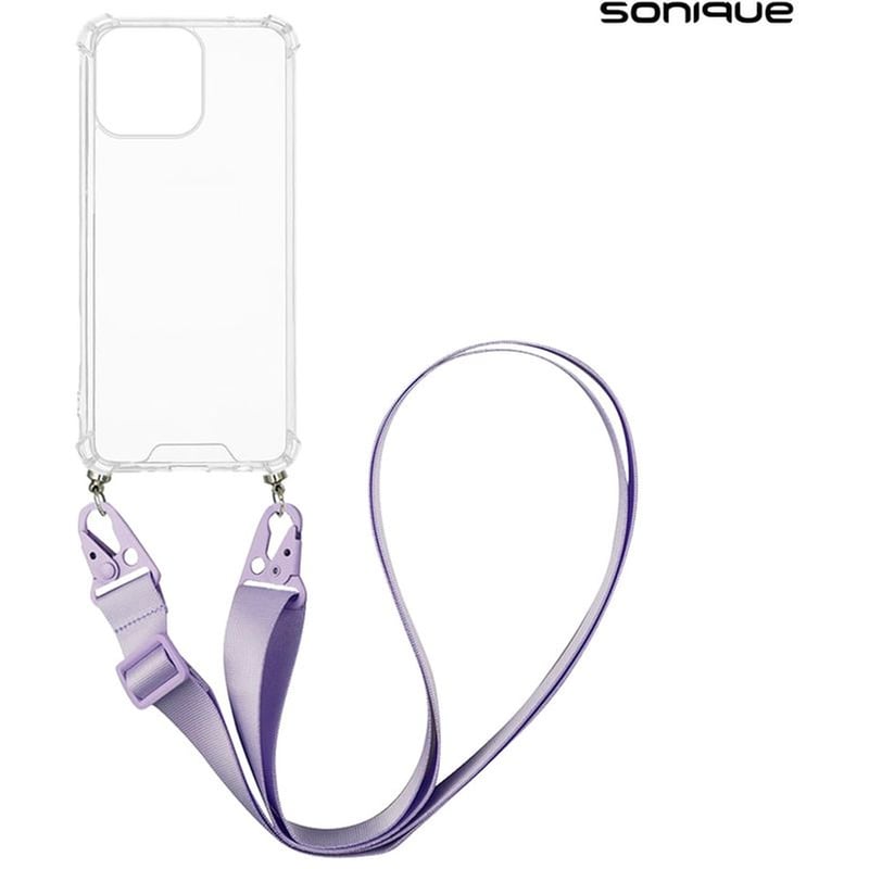 Θήκη Σιλικόνης Με Strap Sonique Armor Clear Apple Iphone 16 Pro Max Λιλά