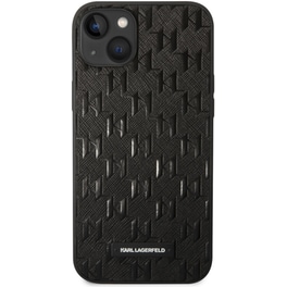 Karl Lagerfeld Monogram Stripe Back Cover Pu Leather Case Θήκη Προστασίας Από Δερματίνη – Iphone 14 Plus (μαύρο - Klhcp14msaklhpk)