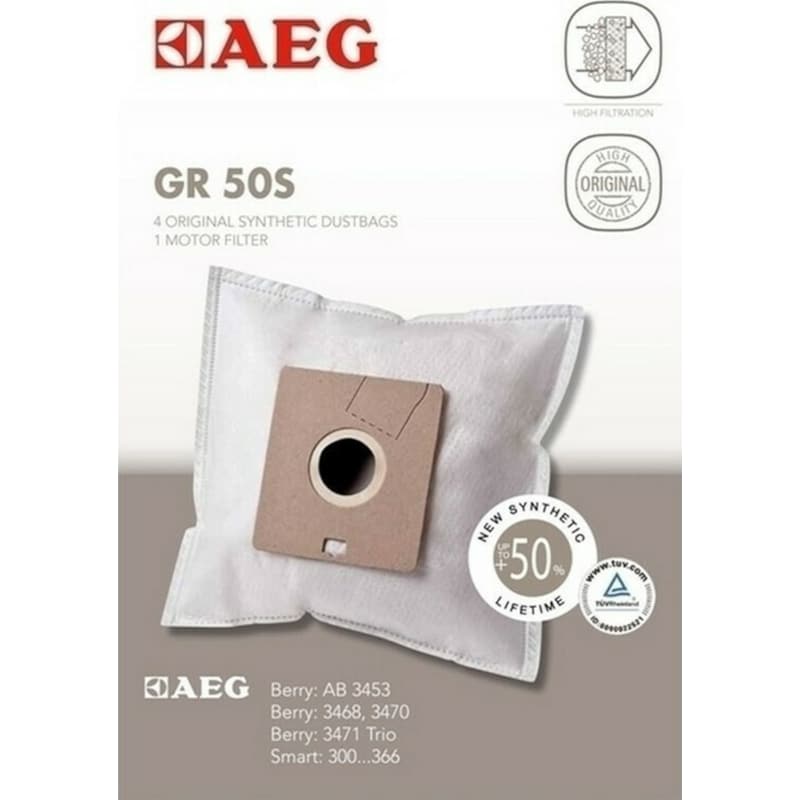 AEG Σακούλες Ηλεκτρικής Σκούπας AEG GR50S 4 Τεμάχια Λευκό