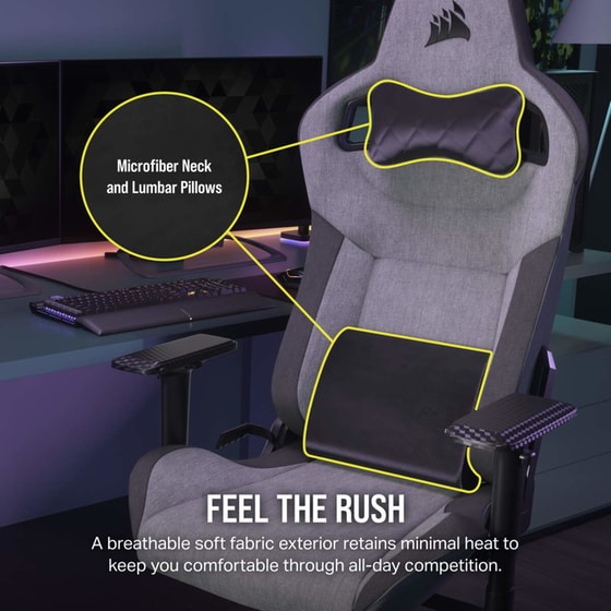 Gaming Chair Corsair T3 Rush 2023 - Grey/Charcoal image 2