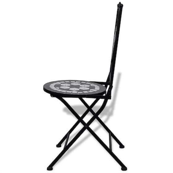 Καρέκλες Vidaxl Bistro Πτυσσόμενες Κεραμικές 2 Τεμ. 37x44x89cm - Μαύρο/Λευκό image 5