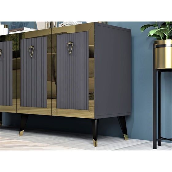 Μπουφές 24Mall Barto από Μοριοσανίδα 150x80x40 cm - Ανθρακί/Χρυσός image 2