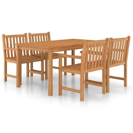 Vidaxl Σετ Τραπεζαρίας Κήπου 5 Τεμαχίων Από Μασίφ Ξύλο Teak image 1