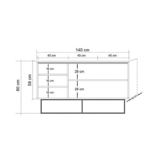 Μπουφές 24Mall Quattro Atlantic Pine από Μοριοσανίδα/Μέταλλο 140x40x80 cm - Καφέ/Μαύρος image 3