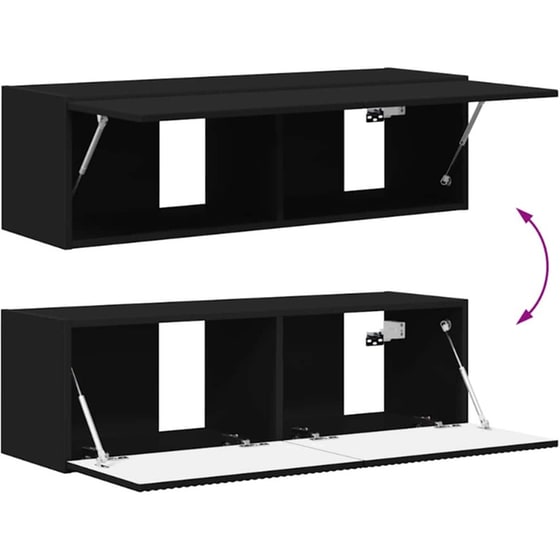 Έπιπλο Τηλεόρασης VidaXL Επιτοίχιο 2 τμχ 98 x 31 x 29,5 cm - Μαύρο image 6