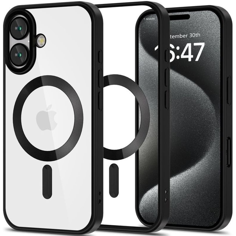 TECH-PROTECT Θήκη Apple iPhone 16 - Tech-Protect MagFlex Διάφανη Σιλικόνης με MagSafe - Satin Black
