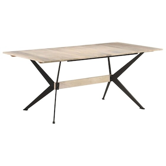 Τραπεζαρία Vidaxl από Μασίφ Ξύλο Μάνγκο 180x90x76 cm - Μαύρο/Καφέ image 0
