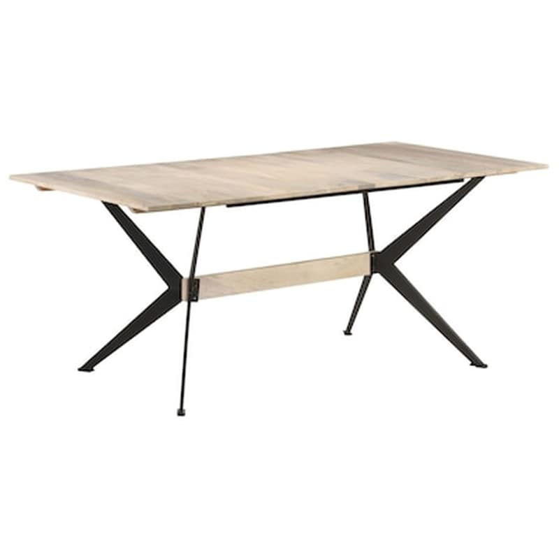 Τραπεζαρία Vidaxl από Μασίφ Ξύλο Μάνγκο 180x90x76 cm - Μαύρο/Καφέ