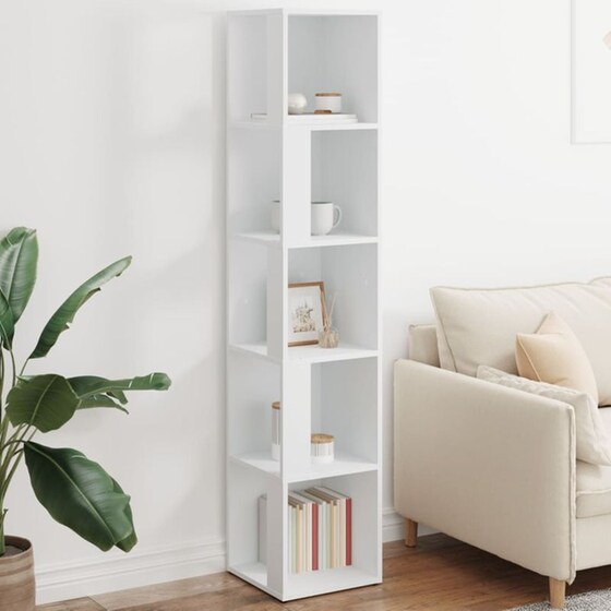 Ραφιέρα VidaXL Γωνιακή από Μοριοσανίδα 33x33x164.5 cm - Λευκό image 3