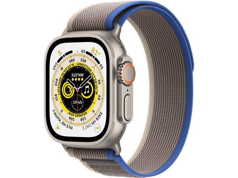Apple Watch Ultra GPS + Cellular, 49mm Titanium Case with Blue/Gray Trail Loop M/L Mediamarkt Apple Watch Ultra GPS + Cellular, 49mm Titanium Case with Blue/Gray Trail Loop M/L Mediamarkt