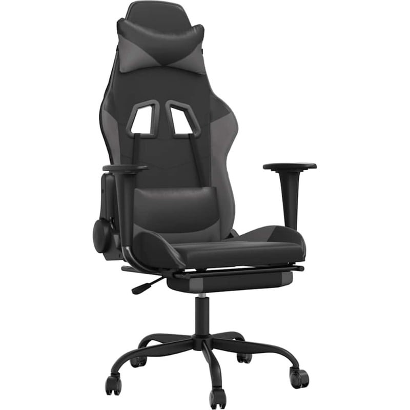 Καρέκλα Gaming VIDAXL 345415 με Υποπόδιο από Τεχνητό Δέρμα - Γκρι