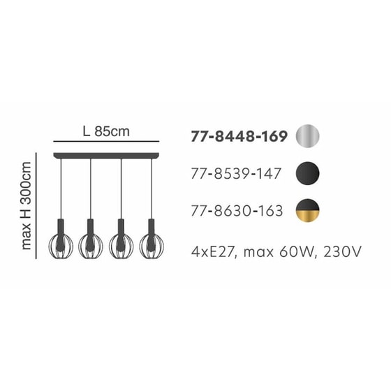 Φωτιστικό Οροφής Πολύφωτο Homelighting 77-8539 Μεταλλικό - Μαύρο image 1