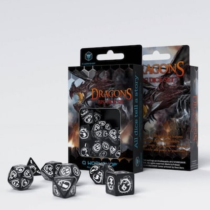 Σετ Ζάρια – Dragons Rpg Dice Set – Black And White