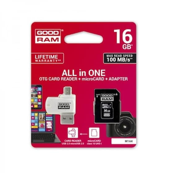 GoodRAM Μ1Α4 microSDHC 16GB Class 10 U1 UHS-I με USB Reader image 0