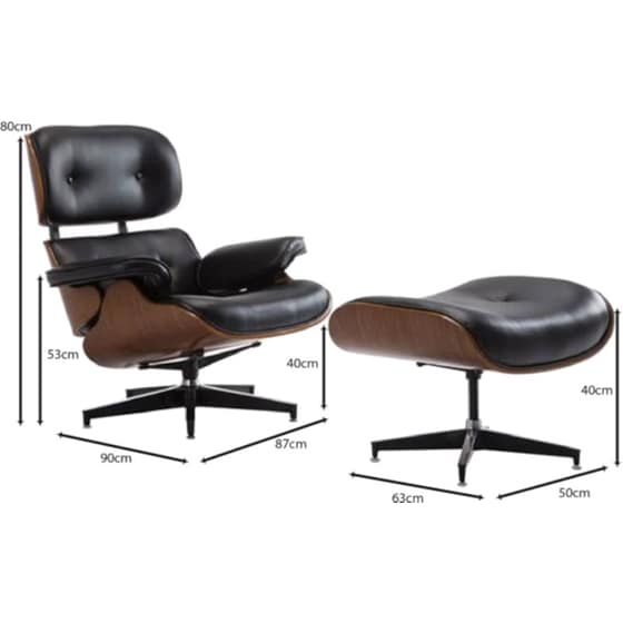 Πολυθρόνα Relax με Σκαμπό 24Mall c530916 Σαλονιού και Καθιστικού PU - Μαύρη image 1