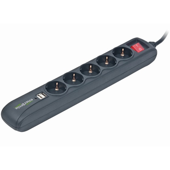 Πολύπριζο Ασφαλείας Energenie SPG5-U-5 5 Θέσεων & 2x Usb 1.5m  - Μαύρο image 0