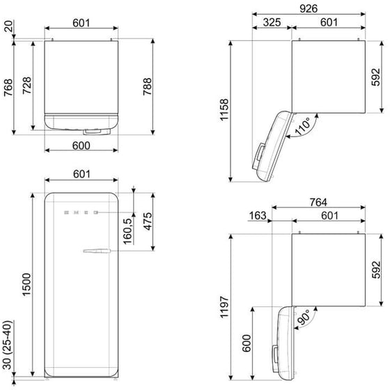 SMEG FAB28LYW6 270 Lt Κίτρινο Ψυγείο Μονόπορτο image 2
