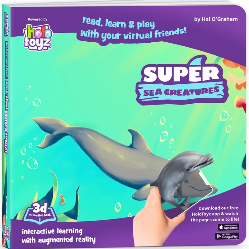 HOLOTOYZ Holotoyz - Super Sea Creatures Interactive 4d Ar Book Βιβλίο Επαυξημένης Πραγματικότητας Με Εικόνες Που Ζωντανεύουν Σε Κινούμενα Σχέδια