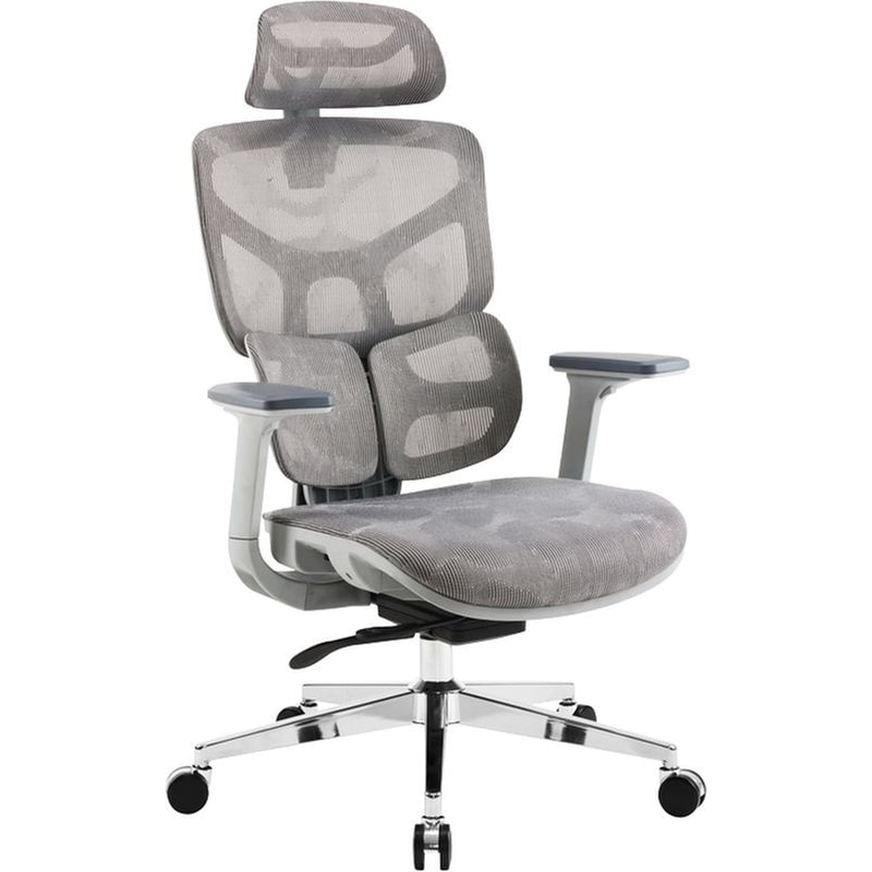 PAKOWORLD Καρέκλα Διευθυντική Karlo Pakoworld με Ύφασμα Mesh - Γκρι