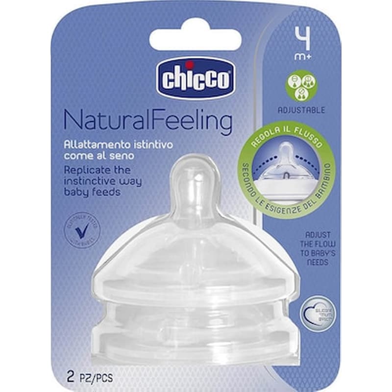 Chicco Θηλη Σ Nat.feel. 4μ+ Ρυθμ. Ροη (2τμχ) (81035-20)