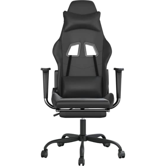Καρέκλα Gaming VIDAXL 3143661 με Υποπόδιο από Τεχνητό Δέρμα - Μαύρη image 2