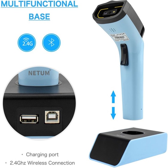 NETUM DS7500 Scanner Χειρός Ασύρματο 2D 2.4GHz Hands-Free Αυτόματο Ανάγνωση QR Barcodes image 2