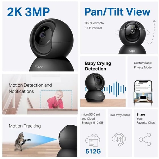 Ασύρματη IP Camera TP-Link Tapo C211 2K Bullet / Box με Λειτουργία Pan & Tilt image 3