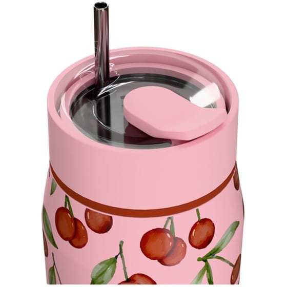 Μπουκάλι Θερμός Estia Lens Save The Aegean Cherry Rose με Καλαμάκι 360 ml image 3