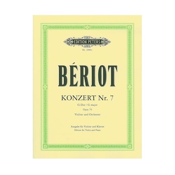 Edition Peters Beriot - Concerto No.7 In G Major, Op.76 Βιβλίο Για Πιάνο Και Βιολί image 1