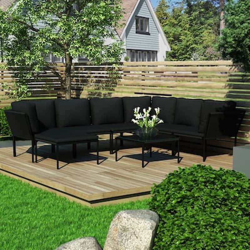 Σαλόνι Κήπου Vidaxl 8 Τμχ Από Pvc Με Μαξιλάρια - Μαύρο VIDAXL
