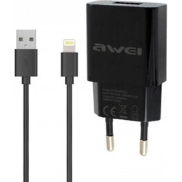 Σετ Φόρτισης Awei C 13L 2.1A with cable Llightning 1.2m - Black