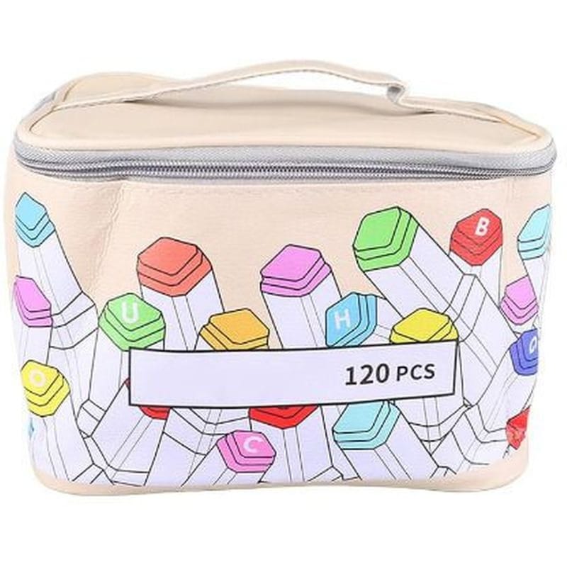 TOUCH Μαρκαδόροι Ζωγραφικής με 2 Μύτες και Δερμάτινη Τσάντα Μεταφοράς (120 Τεμάχια)