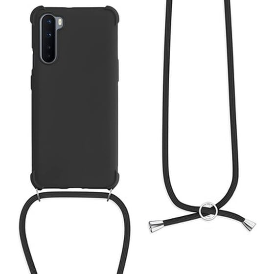 Θήκη Oneplus Nord - Kwmobile Crossbody Silicone Case with Neck Cord Lanyard Strap - Black image 2