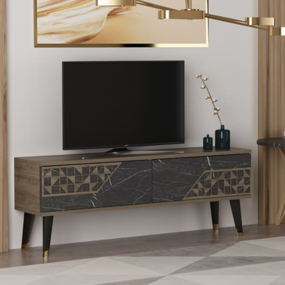 Έπιπλο Τηλεόρασης 24Mall Toro από Μοριοσανίδα 120x29.6x45.2 cm - Καφέ/Μαύρο image 1