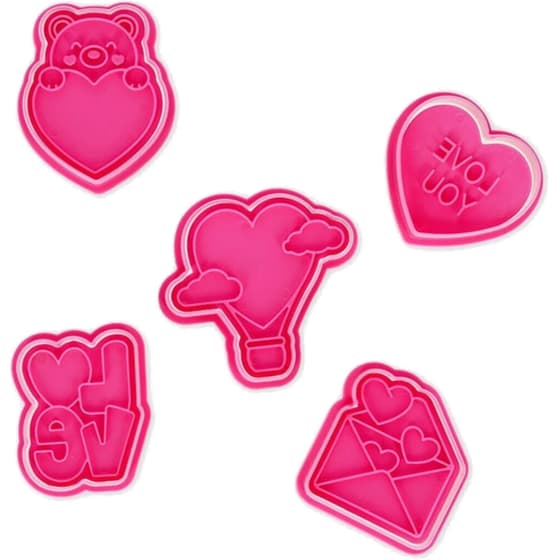 Legami Cookie Time Φόρμες Κοπής Μπισκότων Κουπ Πατ Καρδούλες Ροζ - 5 Τμχ image 2