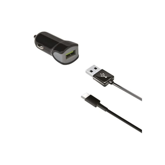 Φορτιστής Αυτοκινήτου Celly USB-A με Καλώδιο USB-C 1m - Μαύρο image 0