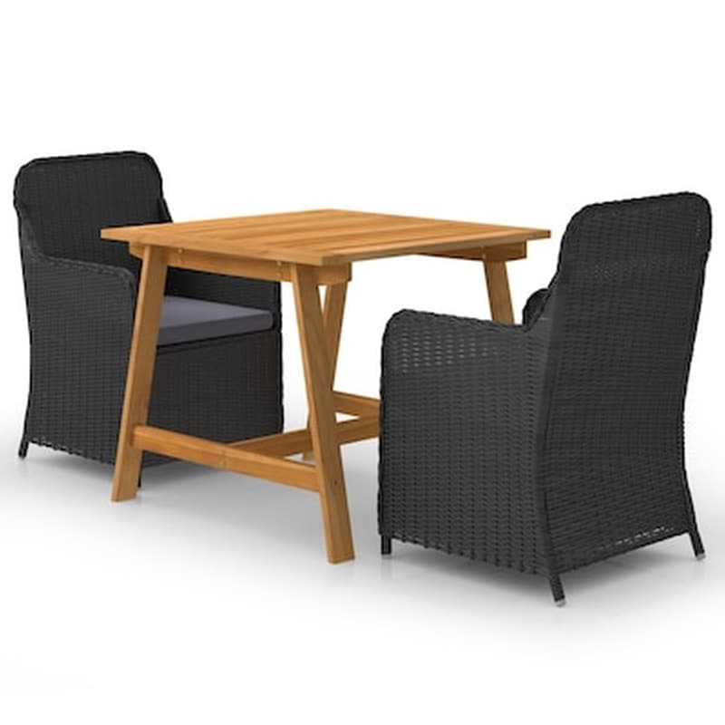 VIDAXL Vidaxl Σετ Τραπεζαρίας Κήπου 3 Τεμαχίων Μαύρο