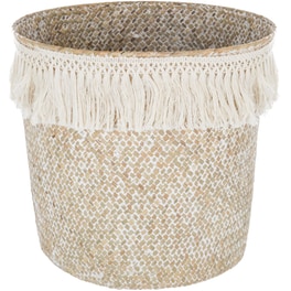 Καλάθι Αποθήκευσης Spitishop Ψάθινο 26x23cm - Μπεζ/Λεύκο