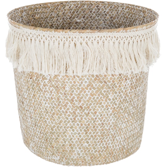 Καλάθι Αποθήκευσης Spitishop Ψάθινο 26x23cm - Μπεζ/Λεύκο image 0