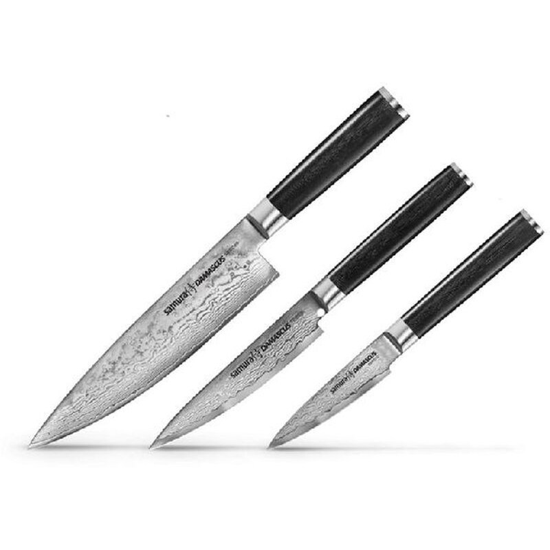 SAMURA Σετ Μαχαίρια Samura Damascus από Δαμασκηνό Ατσάλι 3 Τμχ - Μαύρα