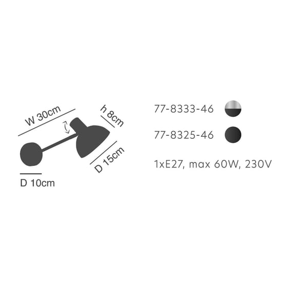 Απλίκα Τοίχου Homelighting 77-8333 Μεταλλική 30x15 cm - Μαύρη/Ασημί image 1