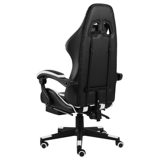 Gaming Καρέκλα VidaXL Racing με Υποπόδιο από Τεχνητό Δέρμα - Μαύρο/Λευκό image 2