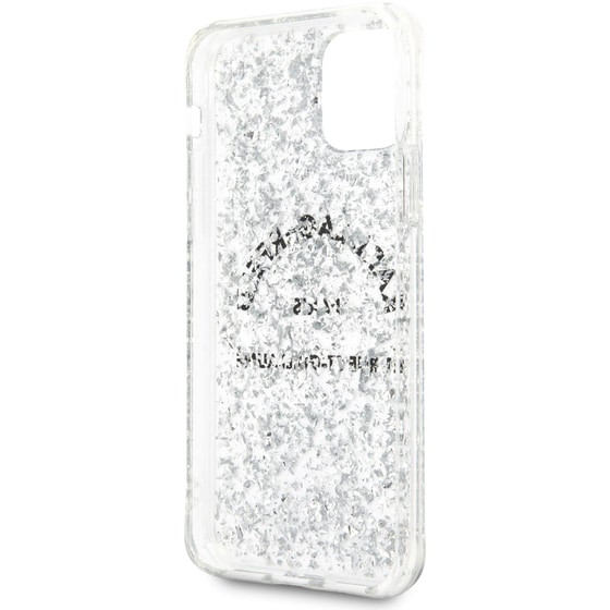 Θήκη Apple iPhone 11 Pro Max - Karl Lagerfeld St. Guillaume Logo Collection Glitter Flakes Cover - Silver image 5
